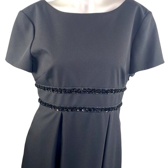 Liz Claiborne Night Classic Romantic Low Back MIDI High Waist Black Dress 10 - Picture 14 of 16